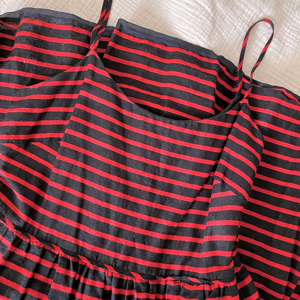 Red and black striped J Crew summer dress